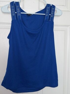 Bebe Blue Ribbed Tank Top